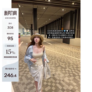 23白女松弛感70莱赛尔30亚麻男友风防晒衬衫 Tannin赤兔03 ski