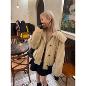 ski byTannin赤兔乖仔布朗软软撞色翻领棉服女新宽松复古休闲外套