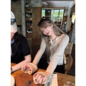 ski 女秋 肌理感显瘦纱线撞色贝壳扣针织衫 Tannin赤兔本命开衫