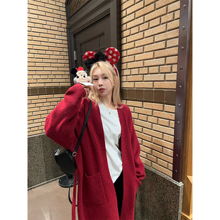 ski by Tannin赤兔City warm圣诞红长毛衣外套设计感新年慵懒开衫