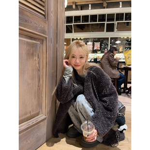 ski by Tannin赤兔哈基米100%澳毛羊羔毛毛外套女宽松显瘦大衣冬