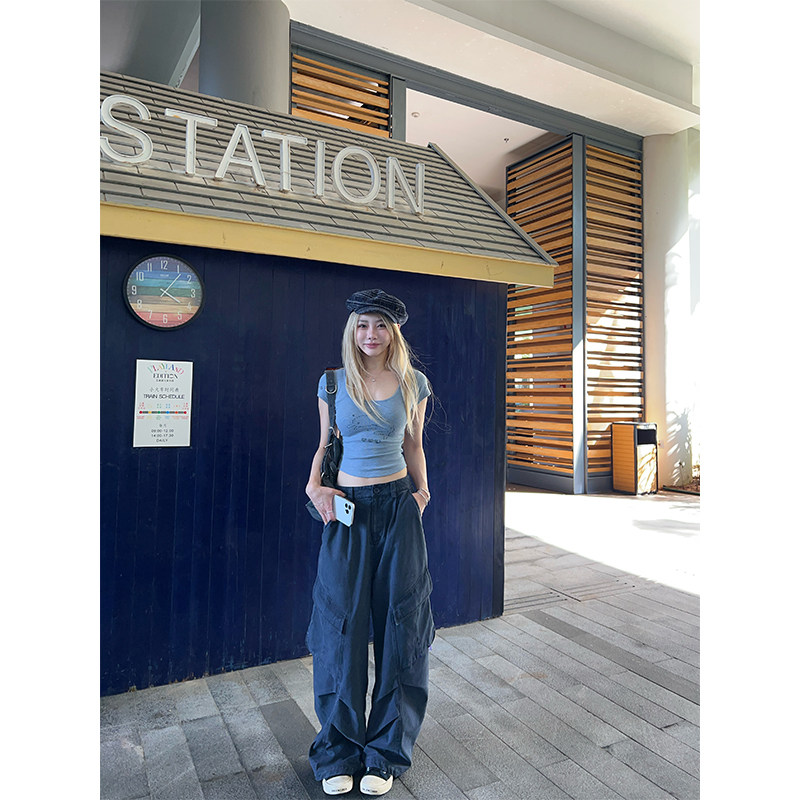 ski byTannin赤兔VTG女团分割 直筒多口袋阔腿休闲设计砂洗工装裤,女装/女士精品,休闲裤,淘宝优惠券,粉丝福利购,淘宝优惠卷