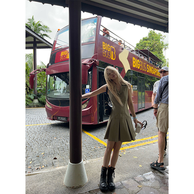 skibyTannin百褶西装连衣裙