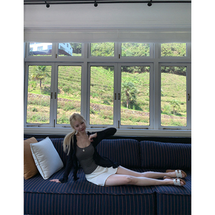 ski by Tannin赤兔 甜俏感 】休闲显瘦高腰百搭阔腿亚麻A字短裙夏