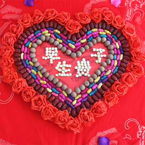 新婚摆件结婚压床早生贵子红枣花生桂圆莲子礼品大礼包礼盒包含干