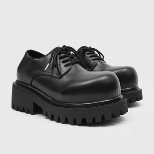 2025小个子厚底内增高10cm德比鞋英伦风休闲工装鞋73218黑色-J