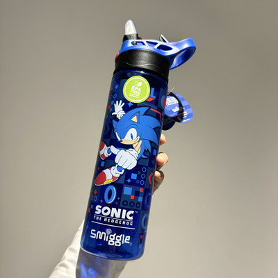 澳洲Smiggle水杯儿童喷雾学生吸管蓝色索尼克英雄水壶运动杯子礼