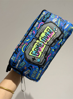 正品Smiggle笔袋gameover翻盖大容量文具盒铅笔多功能收纳布笔盒