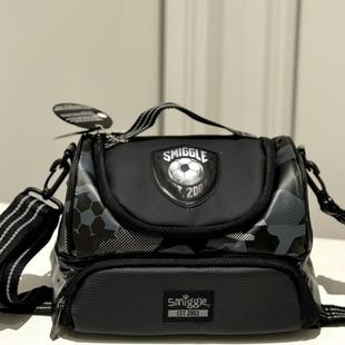 澳洲Smiggle便当盒饭盒黑色足球双层餐包单肩包保温包收纳冰包礼