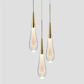 北欧简约水滴玻璃水晶吊坠灯轻奢别墅餐厅床头装 饰售楼部酒店吊灯