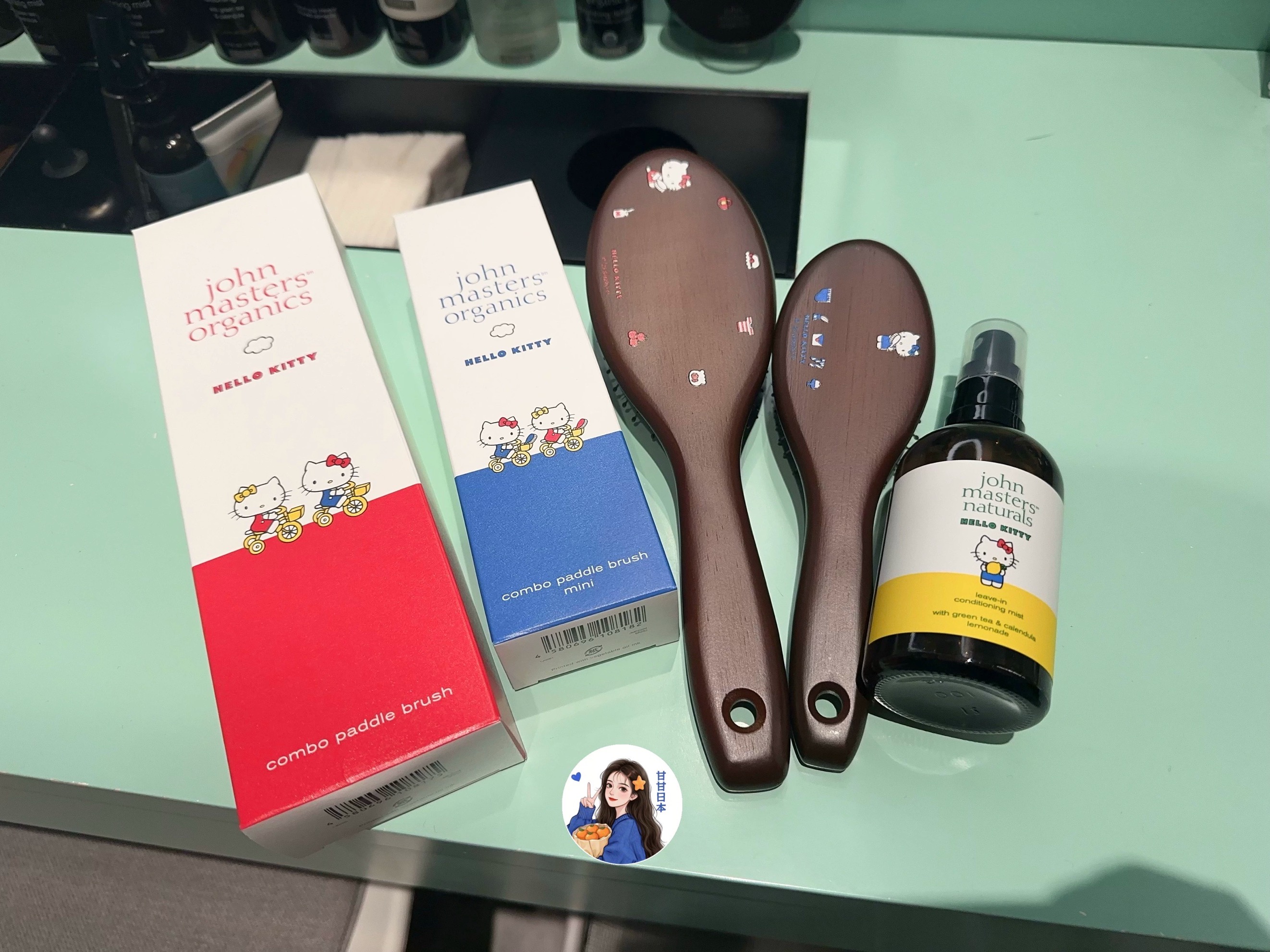 炒人气～日本专柜约翰大师john masters与kitty联名猪鬓毛梳子