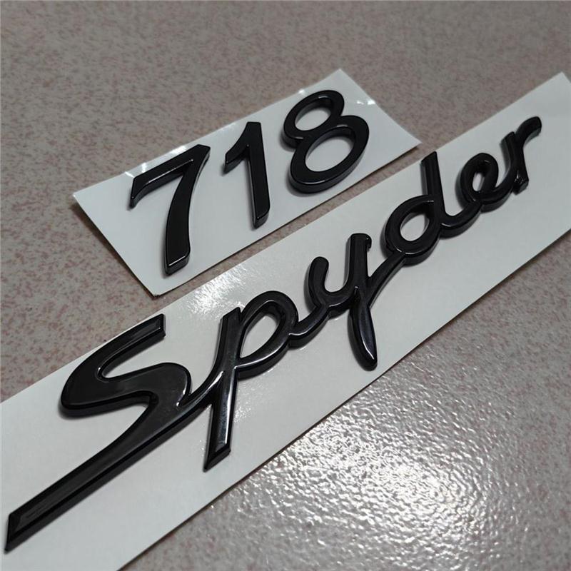 适用于保时捷718Spyder车标918字标后尾标志车贴改装黑色英文车标