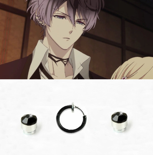 魔鬼恋人diabolik lovers无神琉辉cos配件吸磁耳钉耳夹套装包邮