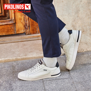 Pikolinos派高雁秋季牛皮深口圆头平底系带休闲男鞋PL243601