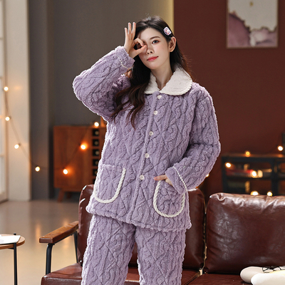 女法兰绒提花绒工艺可外穿