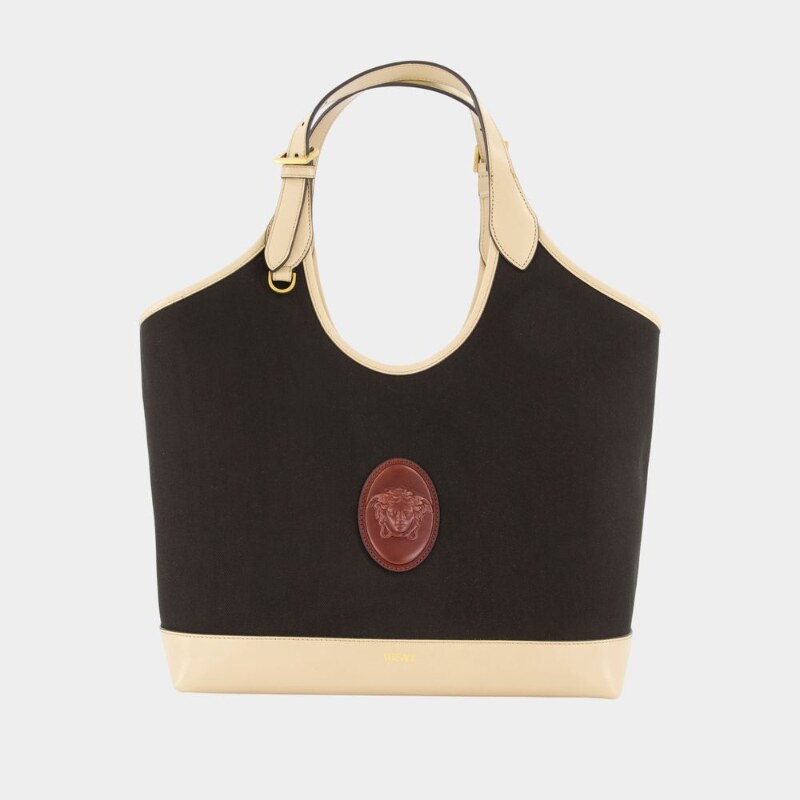 范思哲 Versace 大号托特包-皮质-黑色