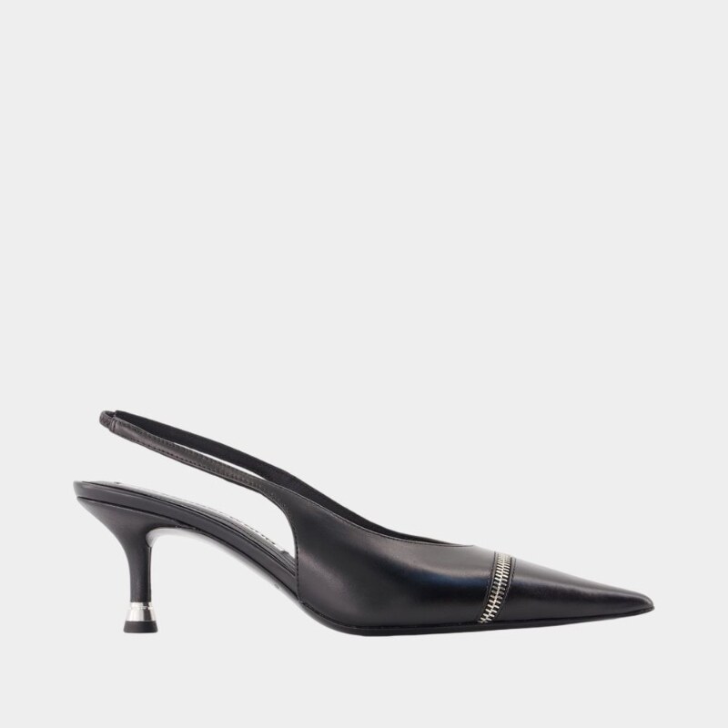 亚历山大王 Alexander Wang Akilita拉链Slingback高跟鞋-皮质-黑