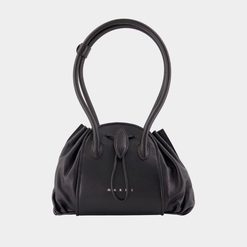 玛尼 Marni Tulipea 购物袋 - 皮质 - 黑色