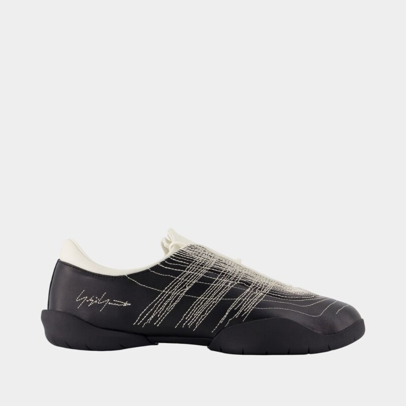 Y-3 Regu刺绣运动鞋 - 皮质 - 黑色