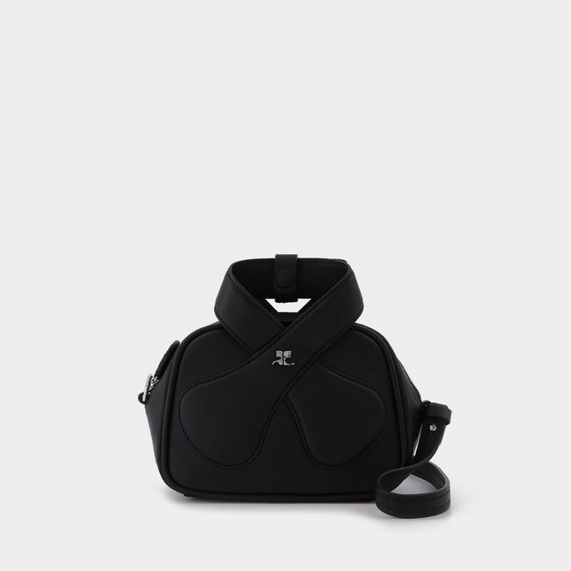 活希源 Courreges Leather Loop Baguette 黑色光面牛皮手提肩背