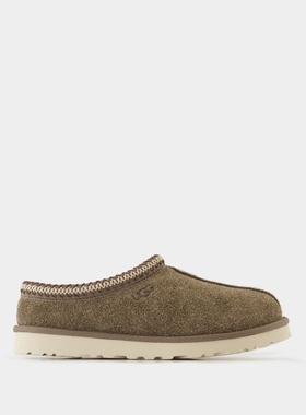 UGG M Tasman Shaggy 复古懒人鞋舒适平底一脚蹬男款穆勒鞋 皮质