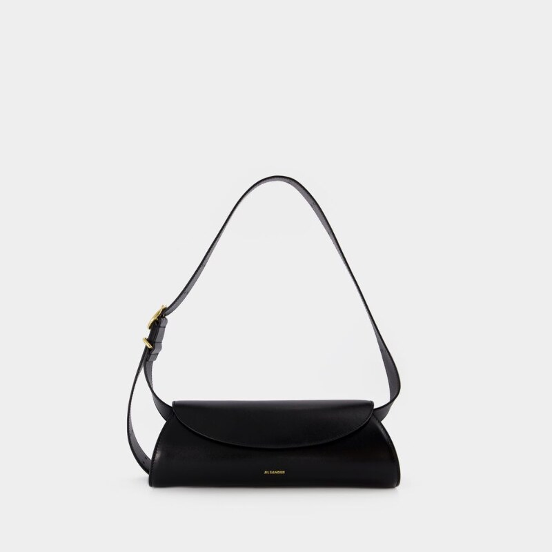Jil Sander Cannolo黑色皮质手提腋下包