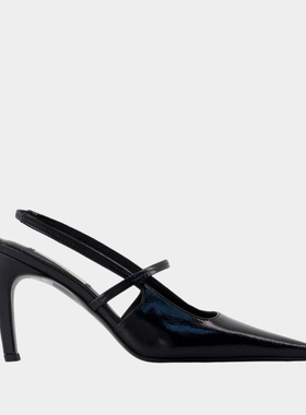 TOTEME Naplack 细高跟露跟鞋皮质黑色