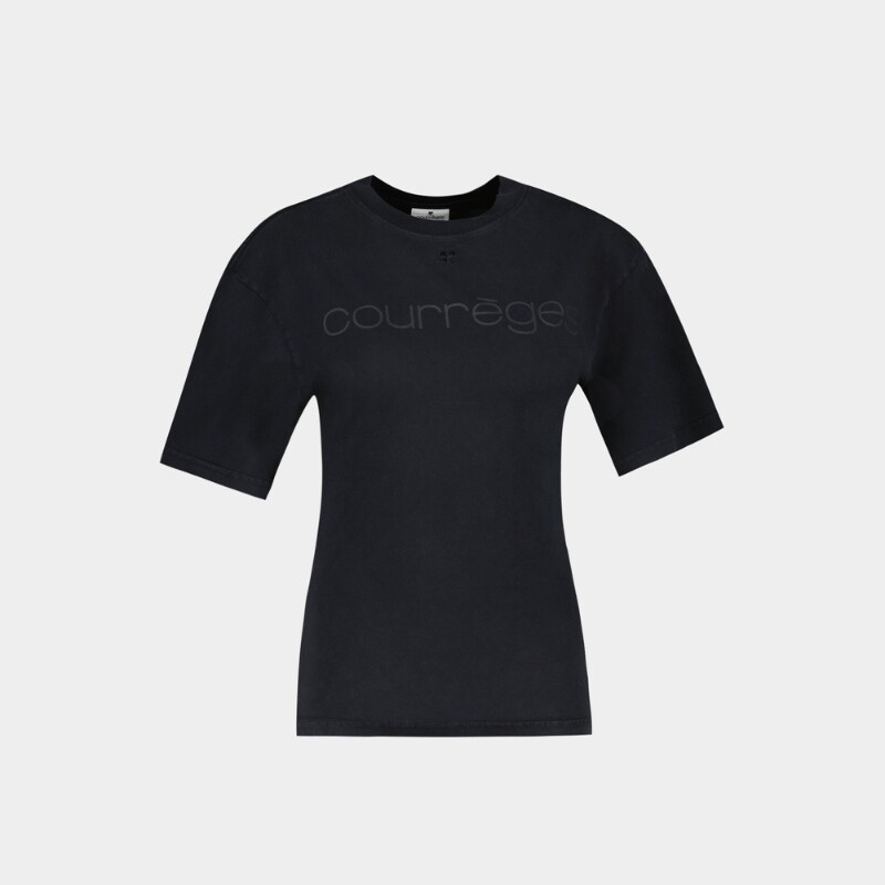 活希源 Courreges Logo T恤 - 纯棉 - 黑色