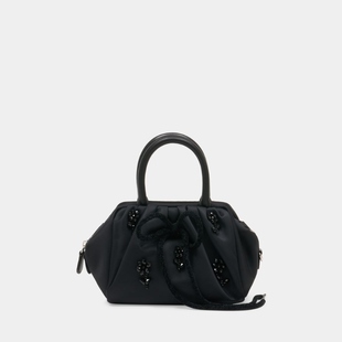 Simone Rocha 迷你褶皱刺绣手提包 - 合成材质 - 黑色
