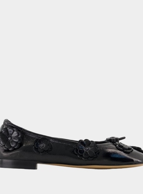 CECILIE BAHNSEN Brielle 芭蕾舞平底鞋 皮质 黑色