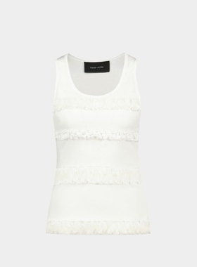 Simone Rocha Fitted Ruffle Frill Tank 白色棉质荷叶边背心
