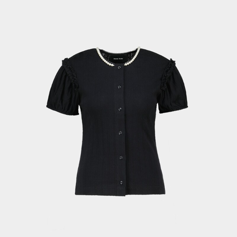 Simone Rocha 镂空泡泡袖开衫-合成材质-黑色