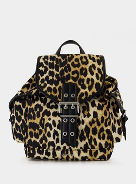 Ganni Bucky 小号背包 尼龙 豹纹