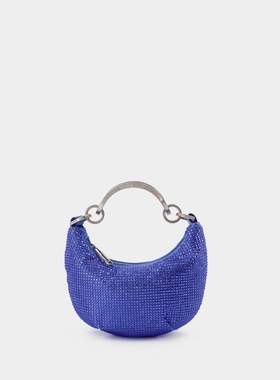 OFF WHITE Paperclip Mini Hobo Strass蓝色迷你满钻手提包腋下包