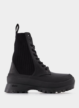 Stella McCartney Trace Sm35A 黑色植鞣皮 厚底运动靴