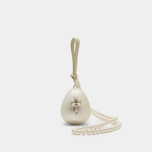 Simone Rocha 珍珠斜挎包 Micro Egg - 合成皮质 - 象牙色