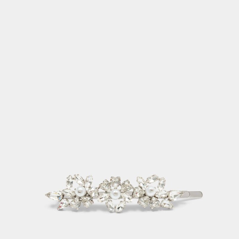 Simone Rocha 心形花朵发夹 - 水晶 - 象牙色
