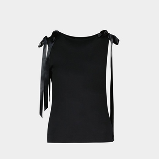 Simone Rocha 蝴蝶结缎带尾部吊带背心 - 合成纤维 - 黑色