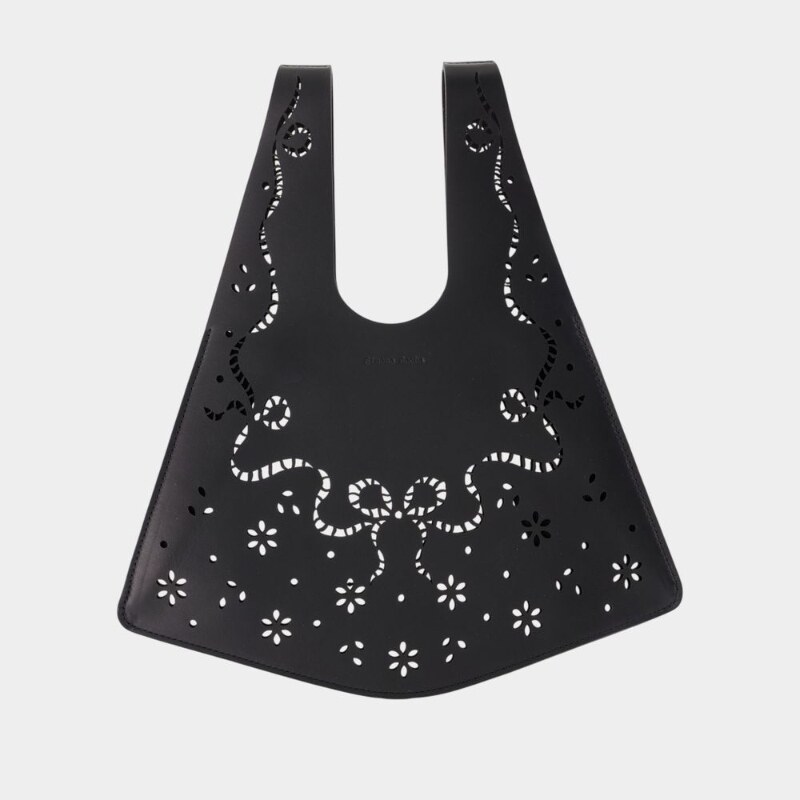 Simone Rocha 迷你镂空切割托特包-皮质-黑色