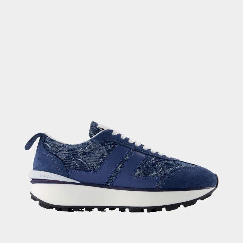 浪凡 Lanvin 牛仔拼接厚底休闲运动鞋复古做旧德训鞋