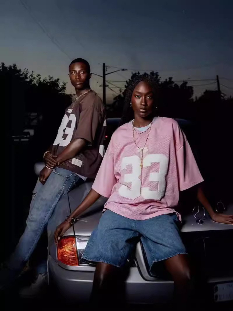 宽版网孔速干球衣数字发泡球服休闲运动短袖T恤网格v领运动上衣