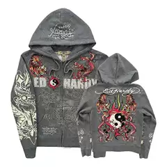 American Gothic Rock Skull Bones Oversized Sweatshirty2K Gothic Jacket