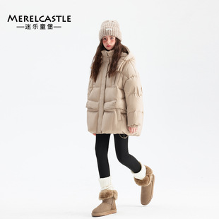 女童羽绒服冬装中长款2024新款儿童初中生冬季女大童加厚连帽外套