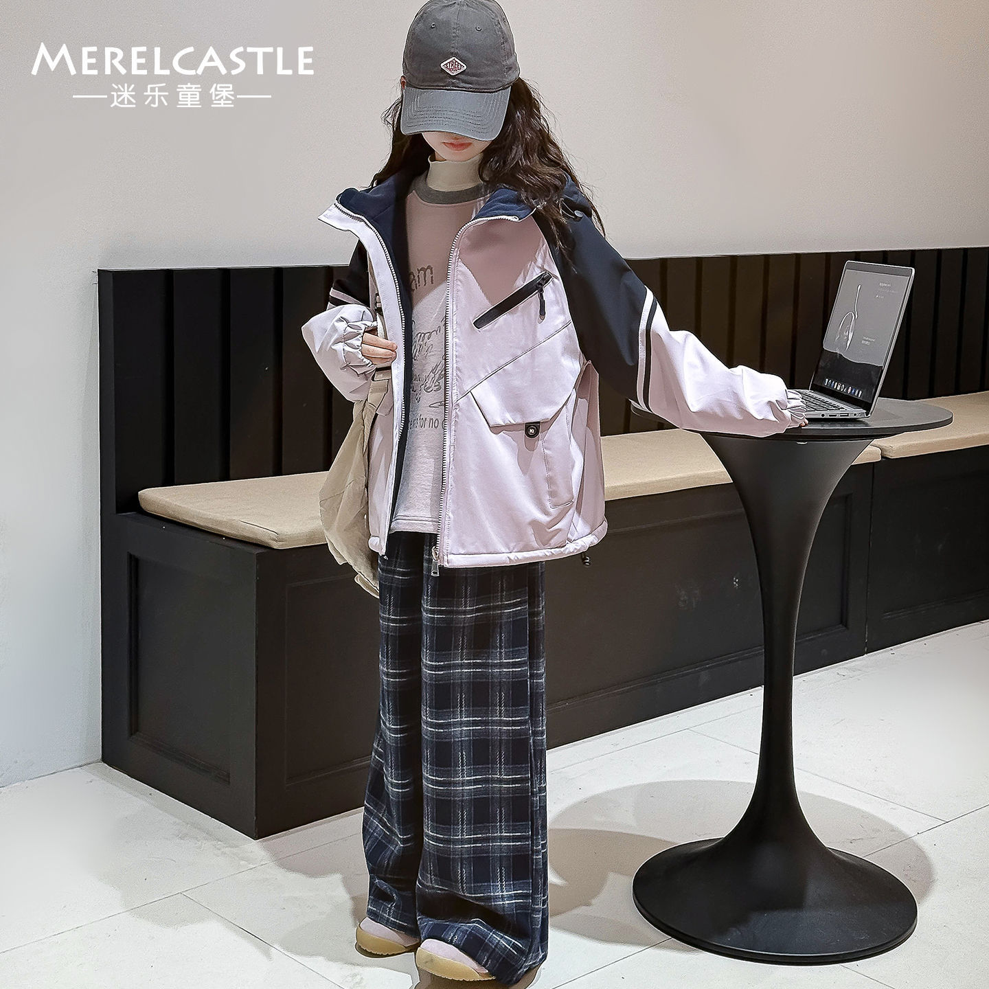 女童加绒冲锋衣秋冬新款加厚外套