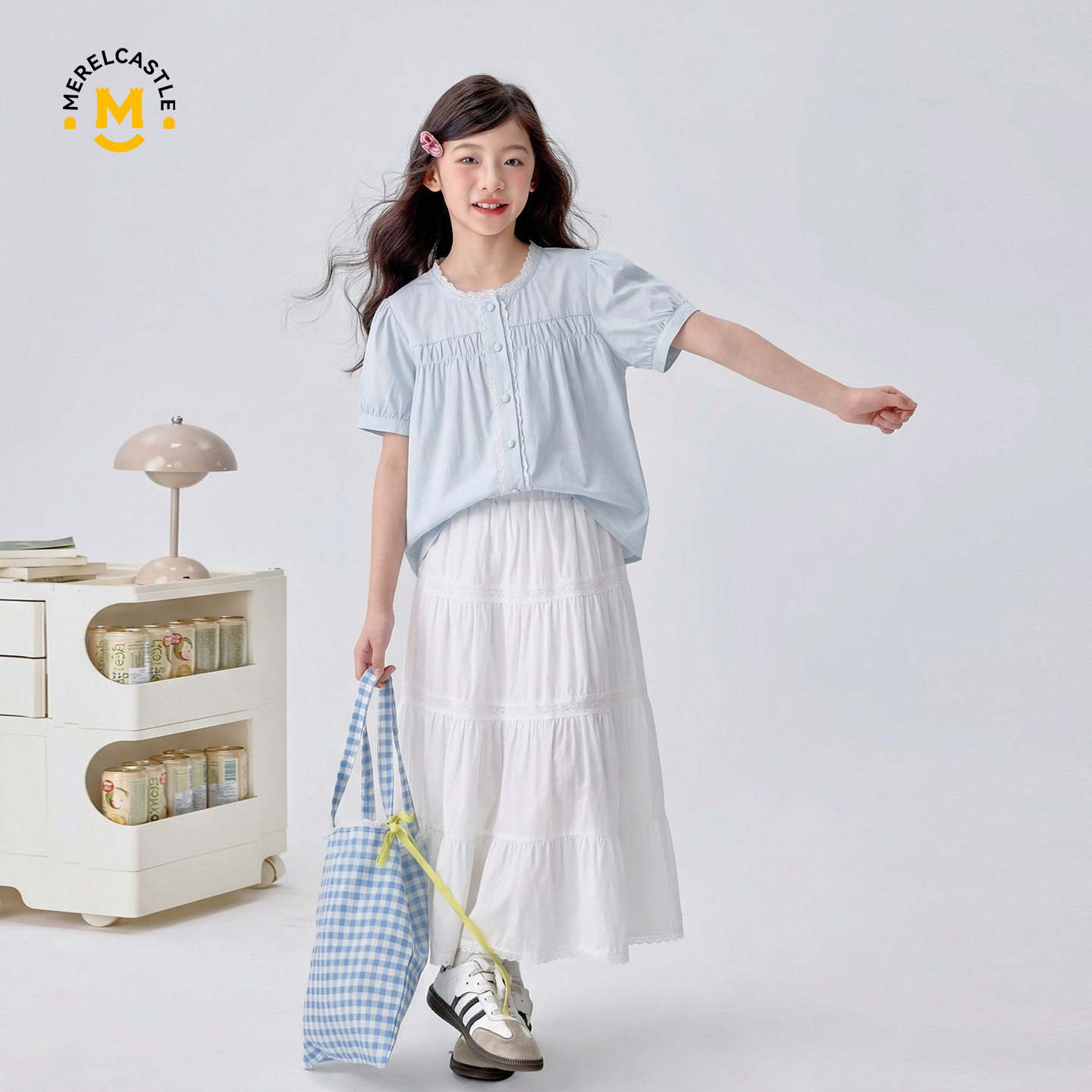 女童夏季薄款韩版蕾丝短袖两件套