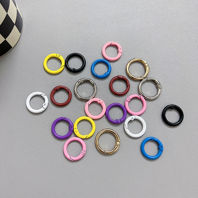 DIY饰品配件彩色烤漆弹簧圈防丢绳开口弹簧扣圆形钥匙扣挂手机卡片挂绳链包包连接环便携男女网红