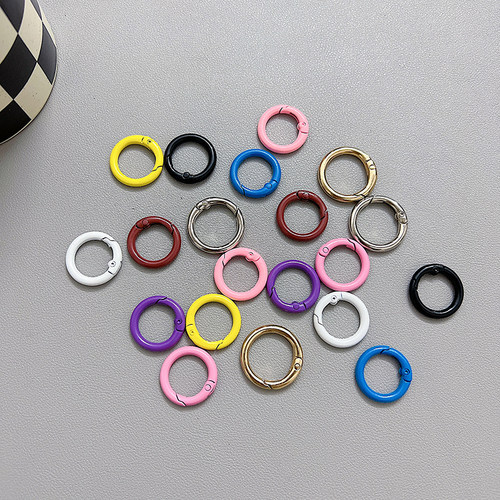 DIY饰品配件彩色烤漆弹簧圈防丢绳开口弹簧扣圆形钥匙扣挂手机卡片挂绳链包包连接环便携男女网红