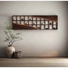 老榆木博古架实木中式多宝阁茶叶置物架隔断茶水架茶杯架高山架