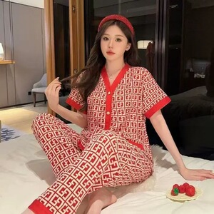 2026年睡衣女夏天短袖长裤套装高级感华尔棉家居服薄款可外穿