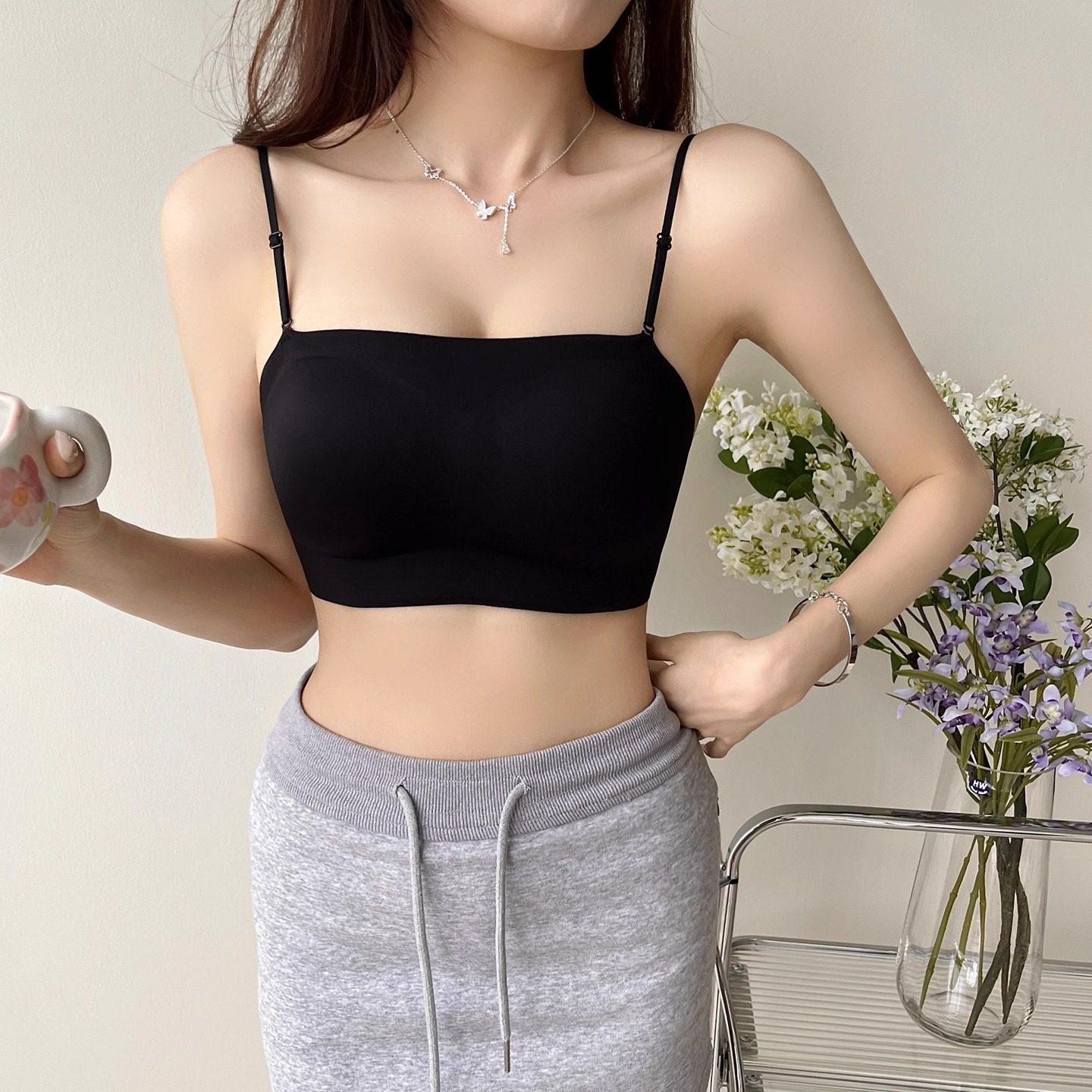无肩带内衣女小胸聚拢显大收副乳上托防下垂无钢圈无痕隐身文胸罩